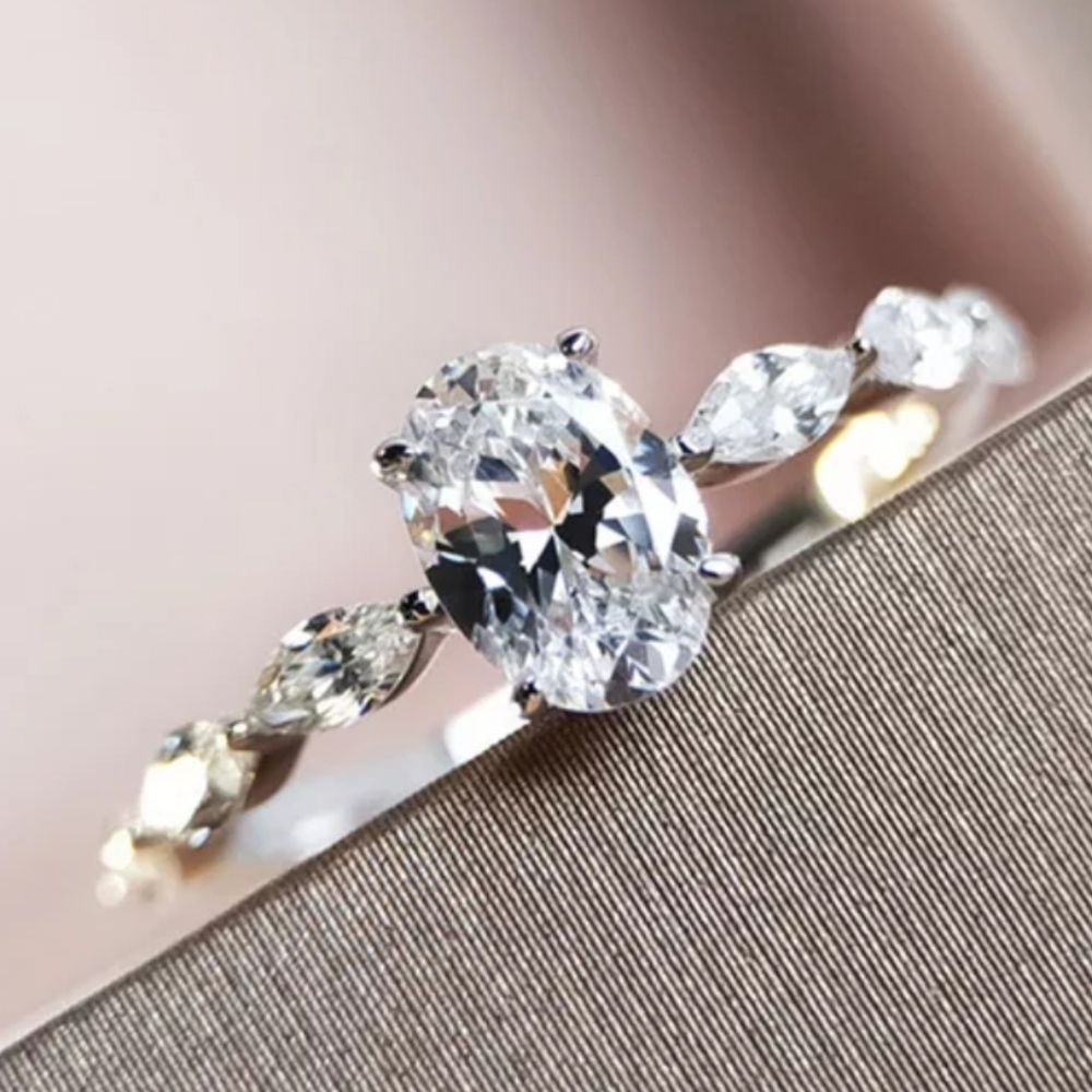 Dainty Oval White Sapphire